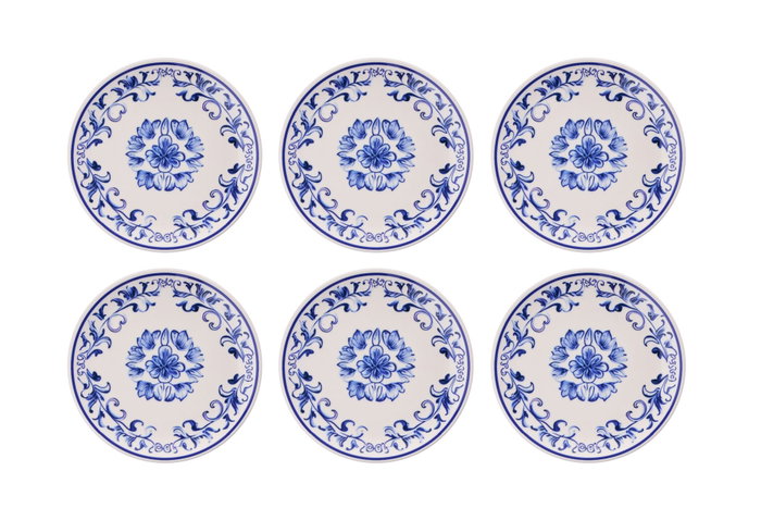 Hermia Blue Flover Juego de 6 Platos de Postre en Porcelana Azul y Blanco Hermia Blue Flover Juego de 6 Platos de Postre en Porcelana Azul y Blanco